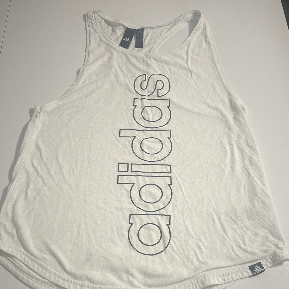 Adidas White Sleeveless Top with Logo Women’s size S